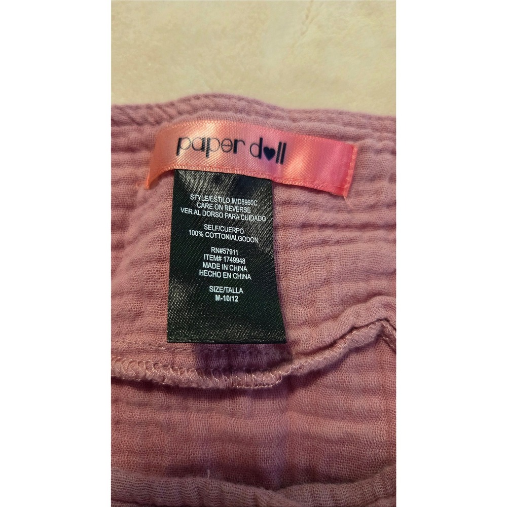 Paper Doll Mauve Cotton Muslin Top & Shorts Set Toddler Girls Size Medium 10/12 - Picture 3 of 7